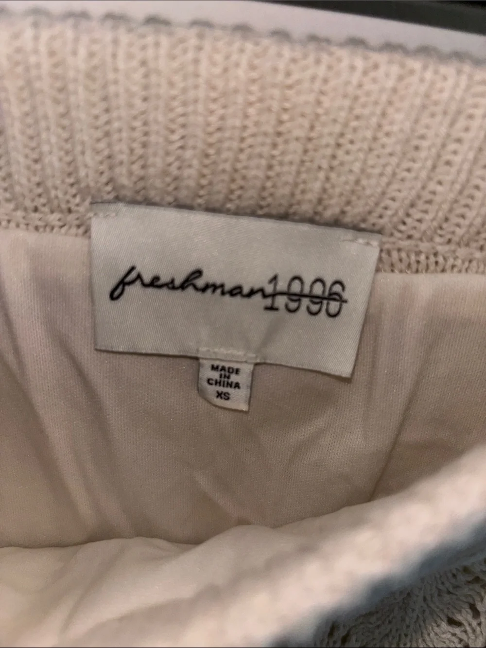 Freshman 1996 Cream Knit Off-Shoulder Crop Top & Matching Skirt Set - Picture 8 of 10
